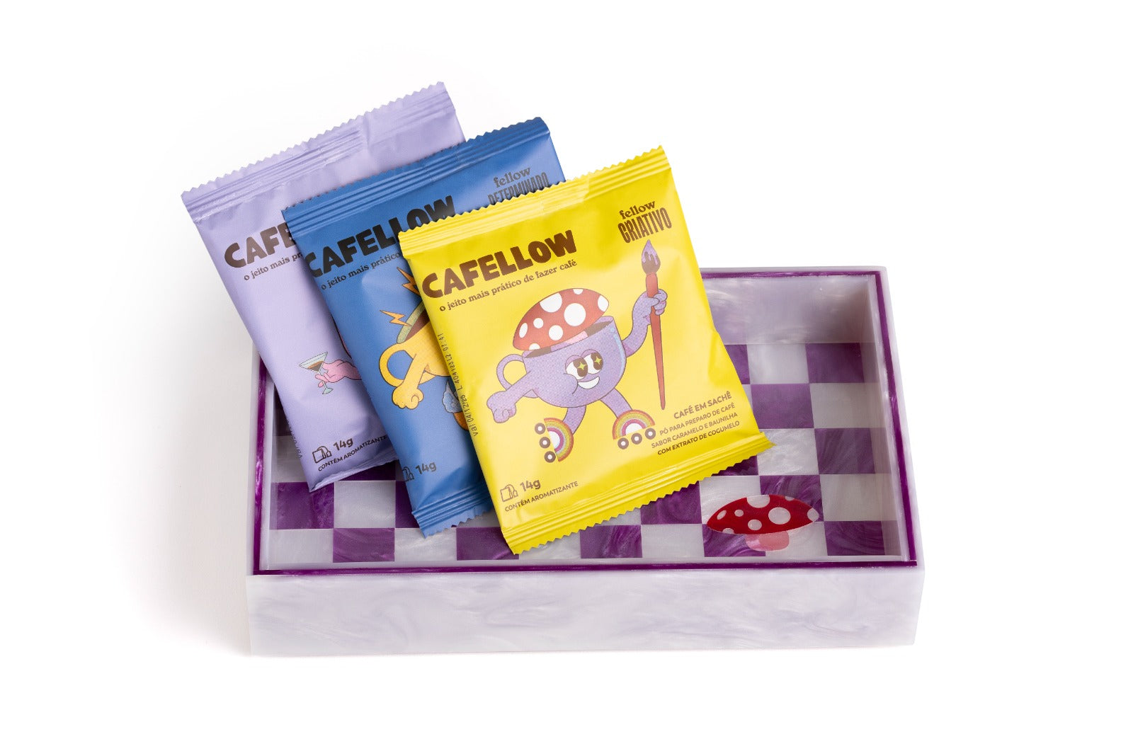 Bandeja Lilás Cogumelo – Colab Cafellow + Pingo Studios