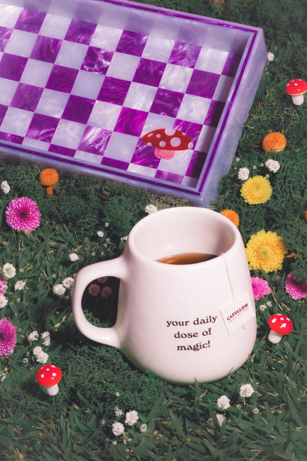 Bandeja Lilás Cogumelo – Colab Cafellow + Pingo Studios